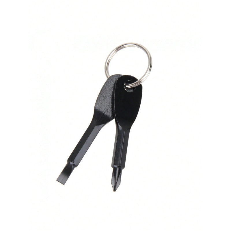 1Pc Mini Screwdriver Keychain, Creative Key Shaped Design with Flathead & Cross Bits, Compact Portable Multi-Use Repair Tool for Men, Ideal for Gadget Maintenance and Outdoor On-The-Go Fixes