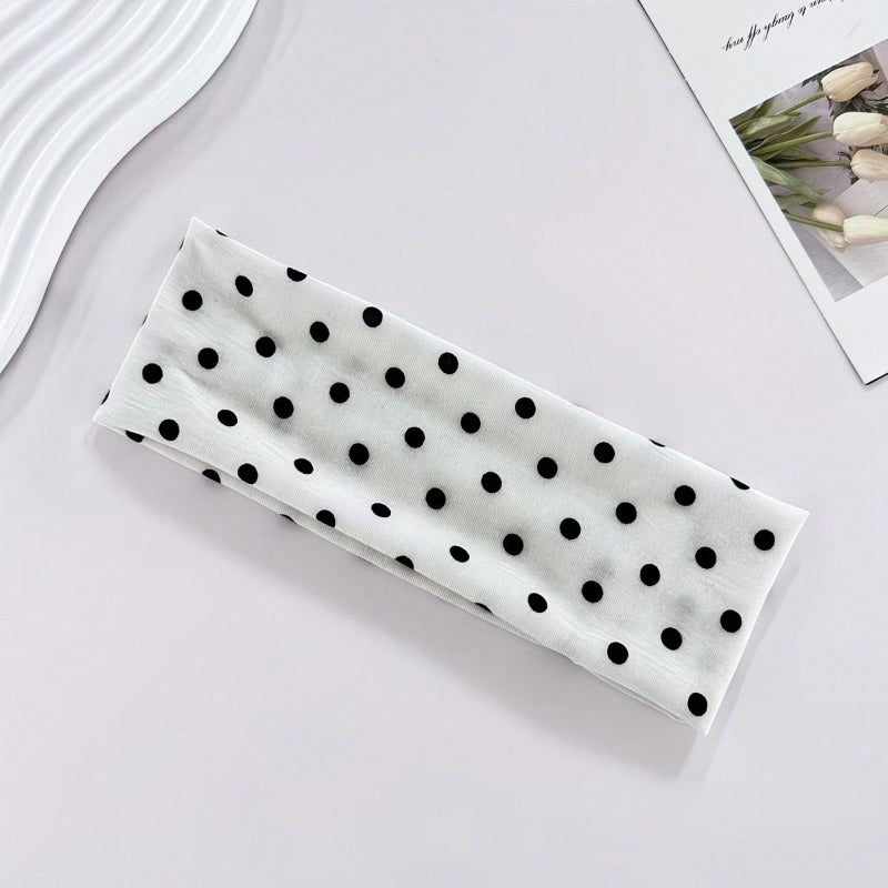3pcs Stylish Polka Dot Hair Bands, Breathable Sweatproof Head Wraps for Sports Fitness Casual Daily & Seasonal Matching