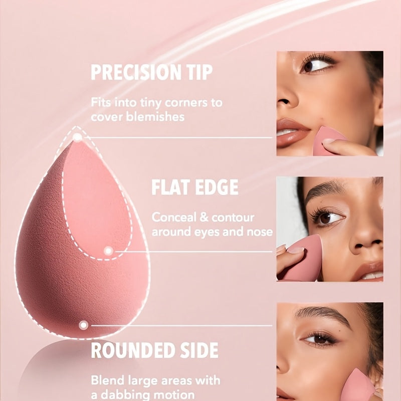 5-Piece Latex Free Makeup Beauty Sponges, Dual Use Dry & Wet Multi-Functional Makeup Puffs, Works With All Types of Foundation, Professional Beginner Friendly Makeup Tool