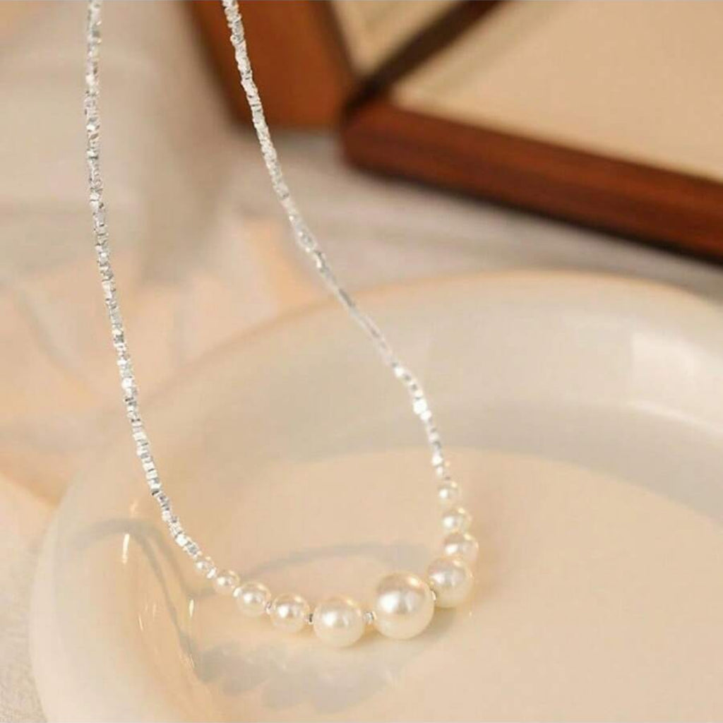 1 PC Handmade Freshwater Pearl Necklace – Exquisite Beaded Craftsmanship & Uniformly White Pearls, French Minimalist Luxury Jewelry Perfect for Daily Styling & Party Gatherings, Ideal Valentine’s Gift for Loved Ones