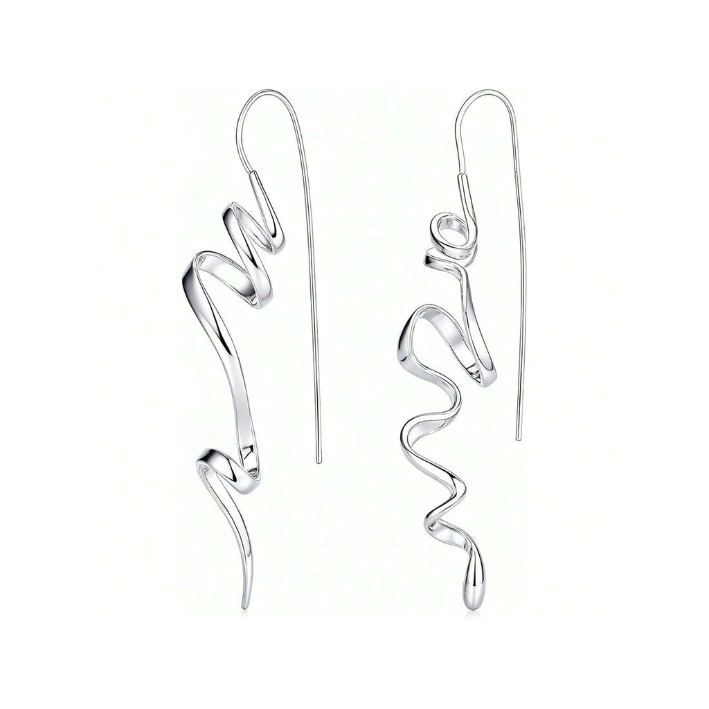 1 Pair Women’s Vintage Abstract Earrings – Floating Accents & Curved Details, Artistic Retro Jewelry Ideal for Brunch Dates & Weekend Getaways