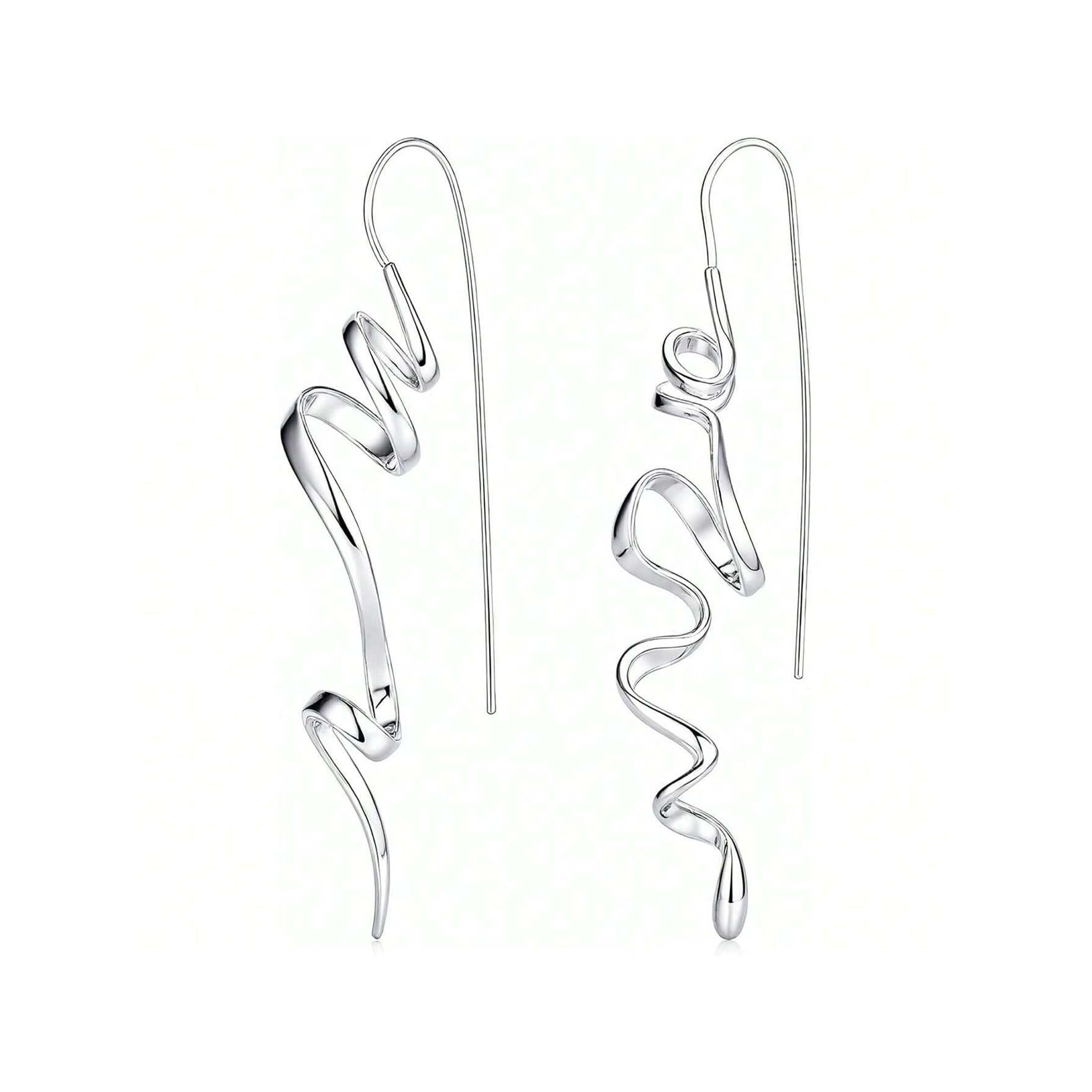 1 Pair Women’s Vintage Abstract Earrings – Floating Accents & Curved Details, Artistic Retro Jewelry Ideal for Brunch Dates & Weekend Getaways