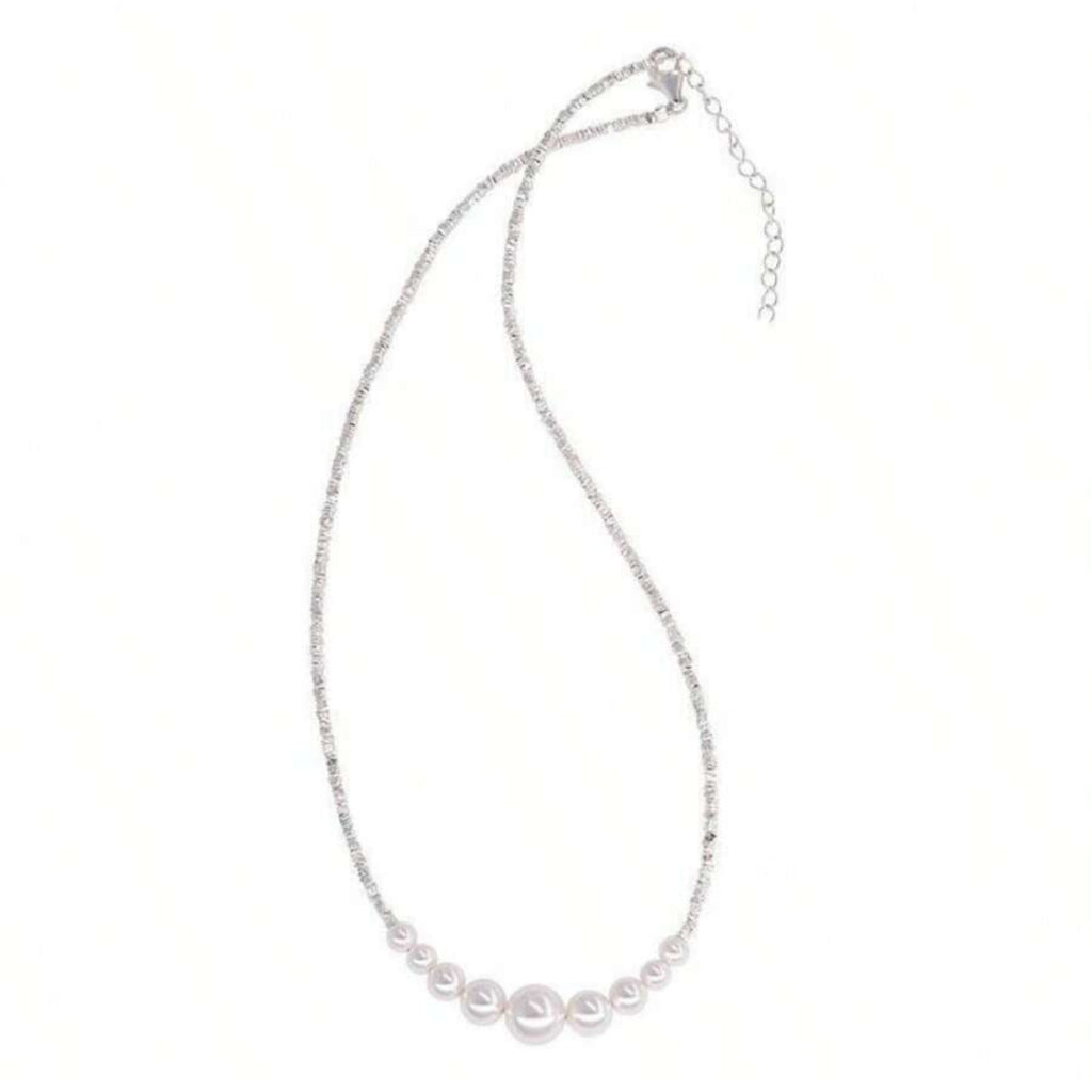 1 PC Handmade Freshwater Pearl Necklace – Exquisite Beaded Craftsmanship & Uniformly White Pearls, French Minimalist Luxury Jewelry Perfect for Daily Styling & Party Gatherings, Ideal Valentine’s Gift for Loved Ones