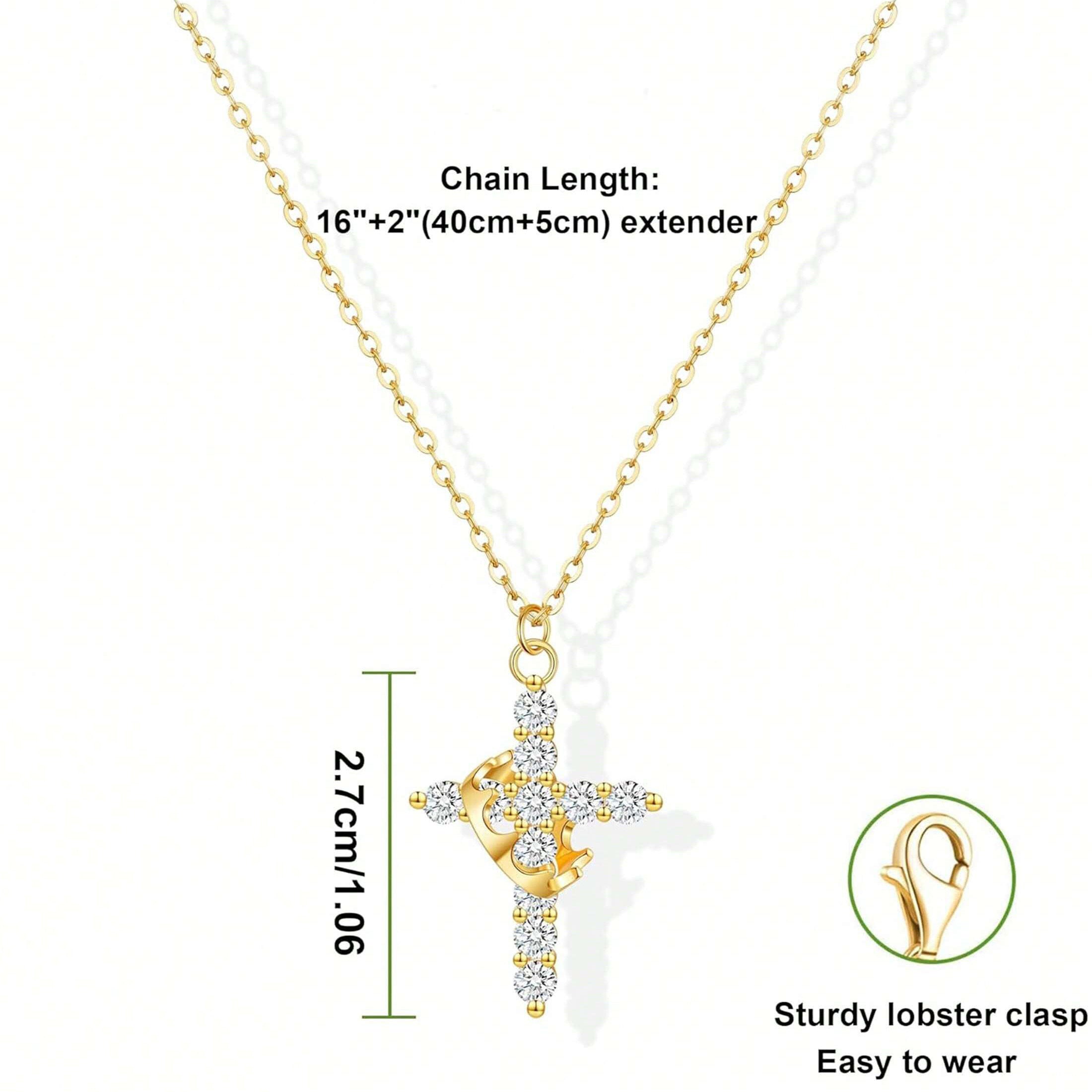 1 PC Copper Cross Pendant Necklace – Spinable Circular Element with Elegant Crown Design, Classic Faith-Based Accessory Ideal for Devout Wearers & Daily Styling