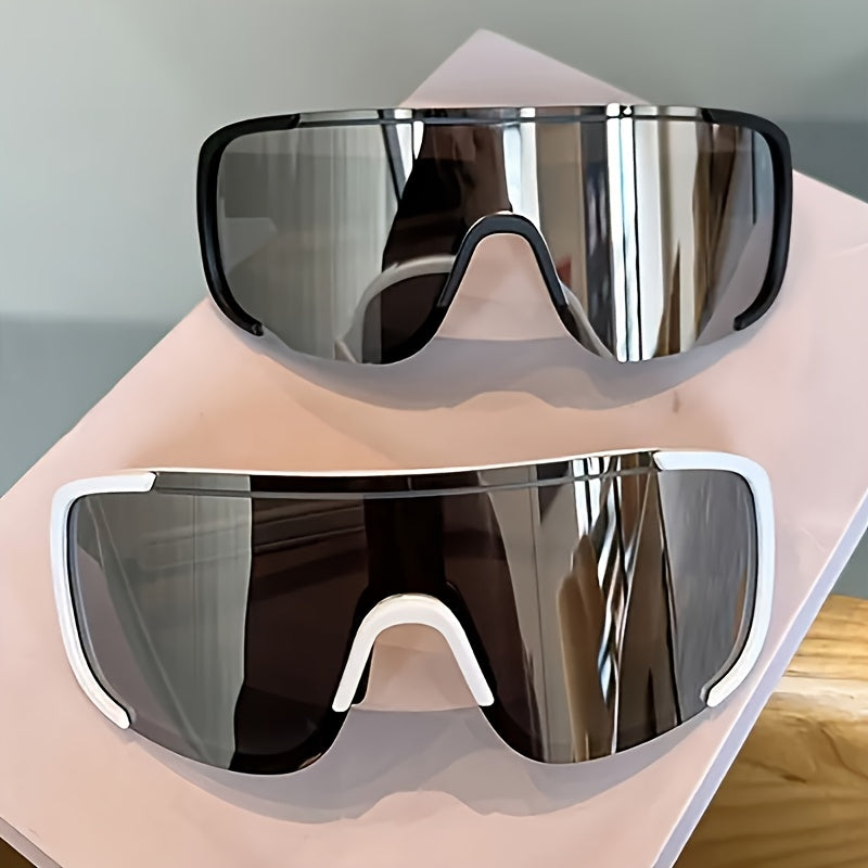 1pair Integrated Wrap Around Sunglasses, Unisex Retro City Explorer Eyewear with PC Frame, Fashion Outdoor Glasses for Hiking, Fishing and Climbing, Decorative Photo Prop & Ideal Holiday Gift