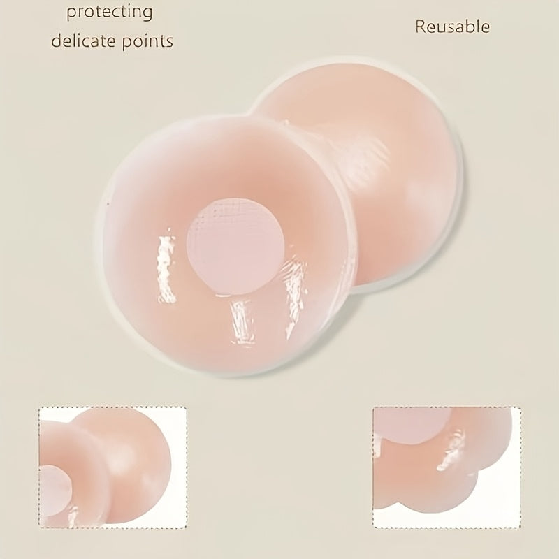 2Pcs Round Floral Silicone Covers, No Glue Required Reusable Patches, Smooth Full Coverage Essentials for Daily Bra Wear