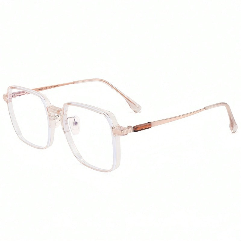 1 Piece Women Geometric Frame Casual Glasses, Transparent Lens Minimalist Eyewear, Bohemian Style for Party Beach Travel & Valentine Gifts