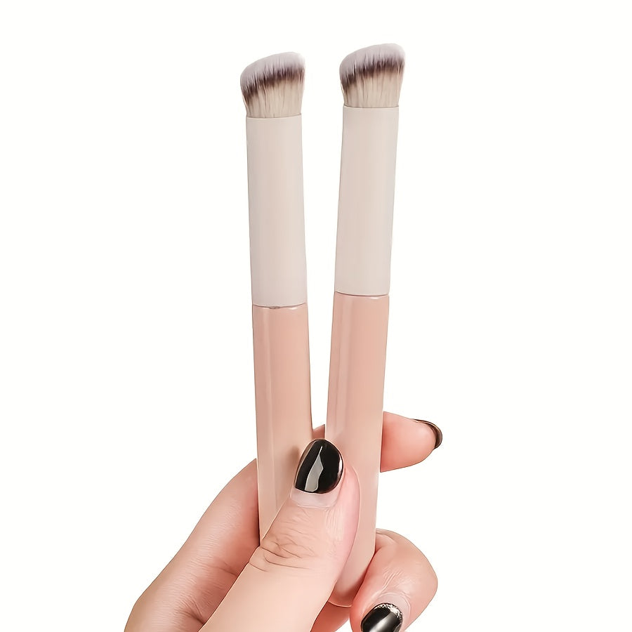 1pc Mini Beveled Flat Top Makeup Detail Brush, Multi-Functional for Concealing, Blending and Contouring Nose & Under Eyes, Gentle Scent-Free Synthetic Fibers Suitable for Every Skin Type