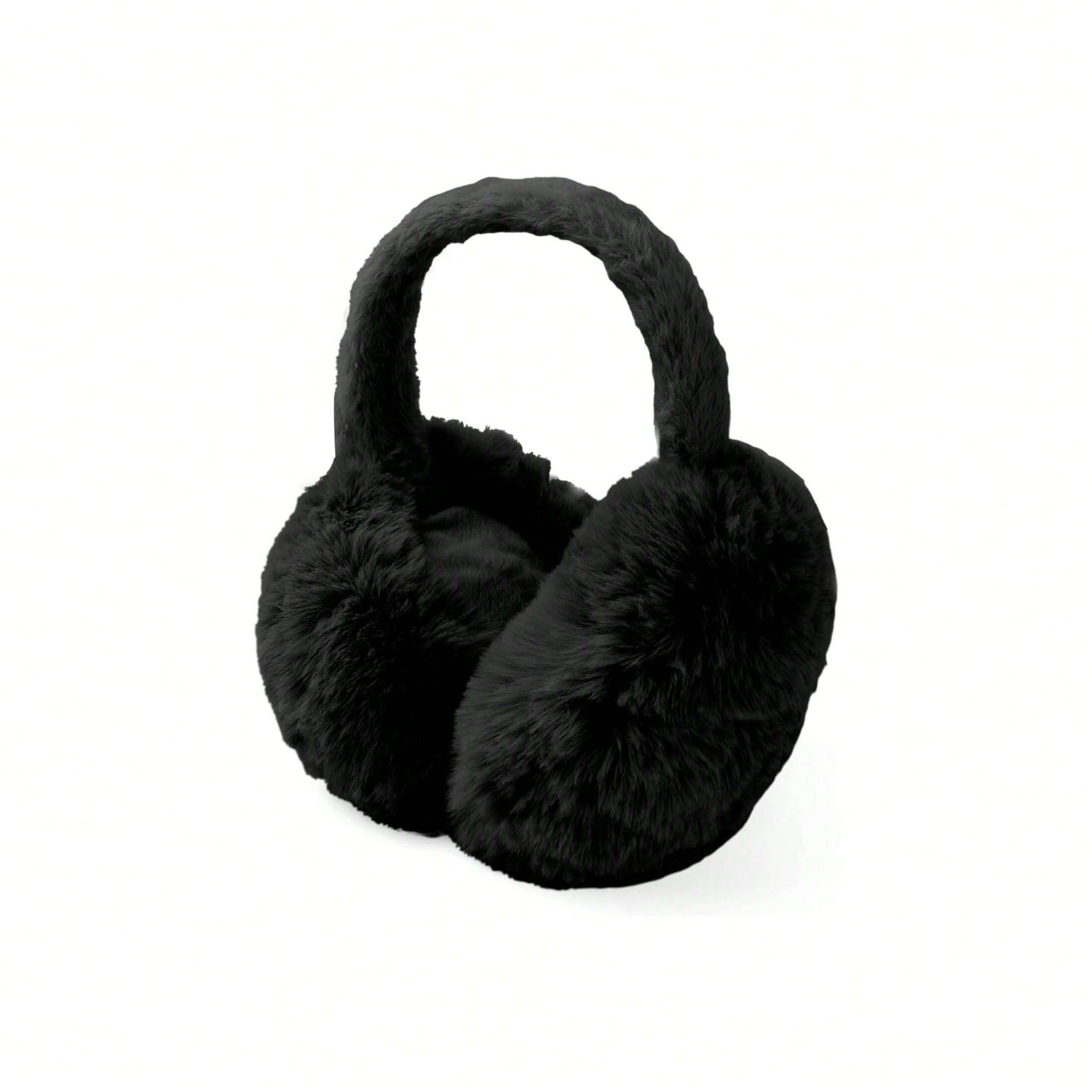 1pc Unisex Foldable Winter Ear Warmers - Black Ultra-Soft Windproof Earmuffs, Ideal for Skiing, Hiking, Cycling & All Cold-Weather Adventures
