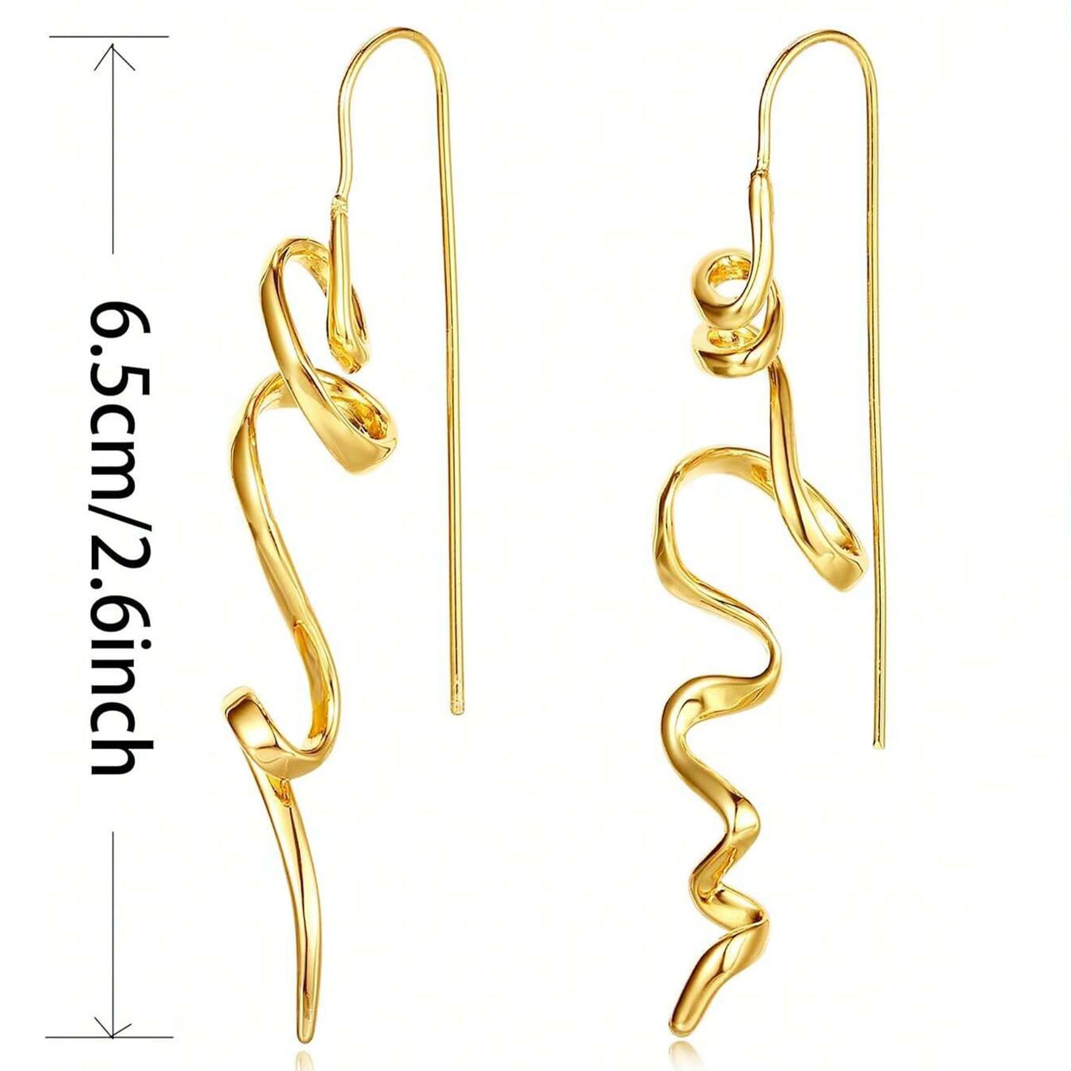 1 Pair Women’s Vintage Abstract Earrings – Floating Accents & Curved Details, Artistic Retro Jewelry Perfect for Brunch Dates & Weekend Getaways
