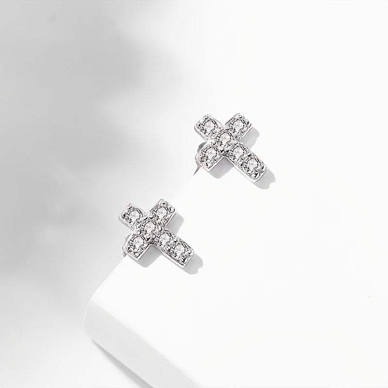 1 Pair Sparkling Rhinestone Stud Earrings, Shiny Crystal Ear Jewelry, Elegant Accessories for Daily Wear, Party, Dating and Banquet