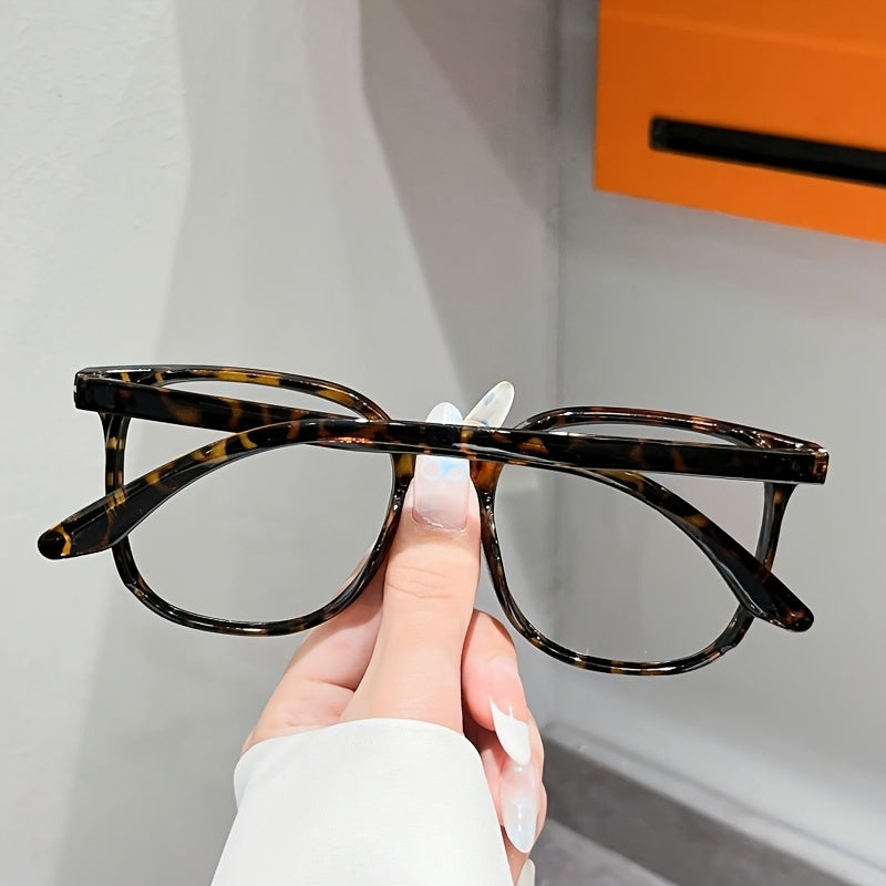 1 Pair Classic Tortoiseshell Flat Decorative Glasses, Trendy Unisex Eyewear, Fashion Accessory to Elevate Daily Casual Outfit Matching
