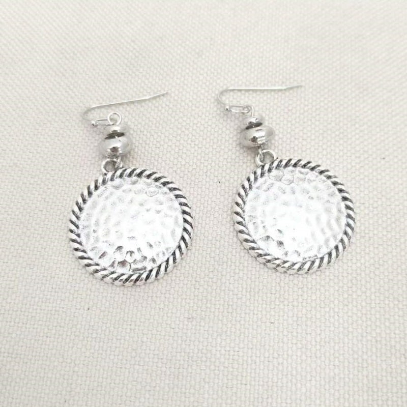 Dainty Floral Round Earrings for Women, Minimalist Hammered Pendant Earrings, Retro Vintage Daily Wear Ear Jewelry, Ideal Gift for Ladies
