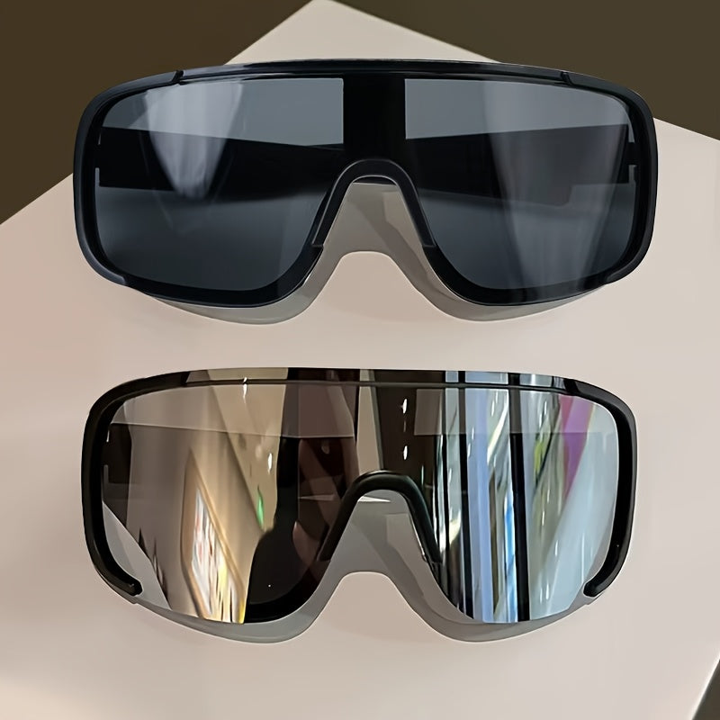 1pair Integrated Wrap Around Sunglasses, Unisex Retro City Explorer Eyewear with PC Frame, Fashion Outdoor Glasses for Hiking, Fishing and Climbing, Decorative Photo Prop & Ideal Holiday Gift