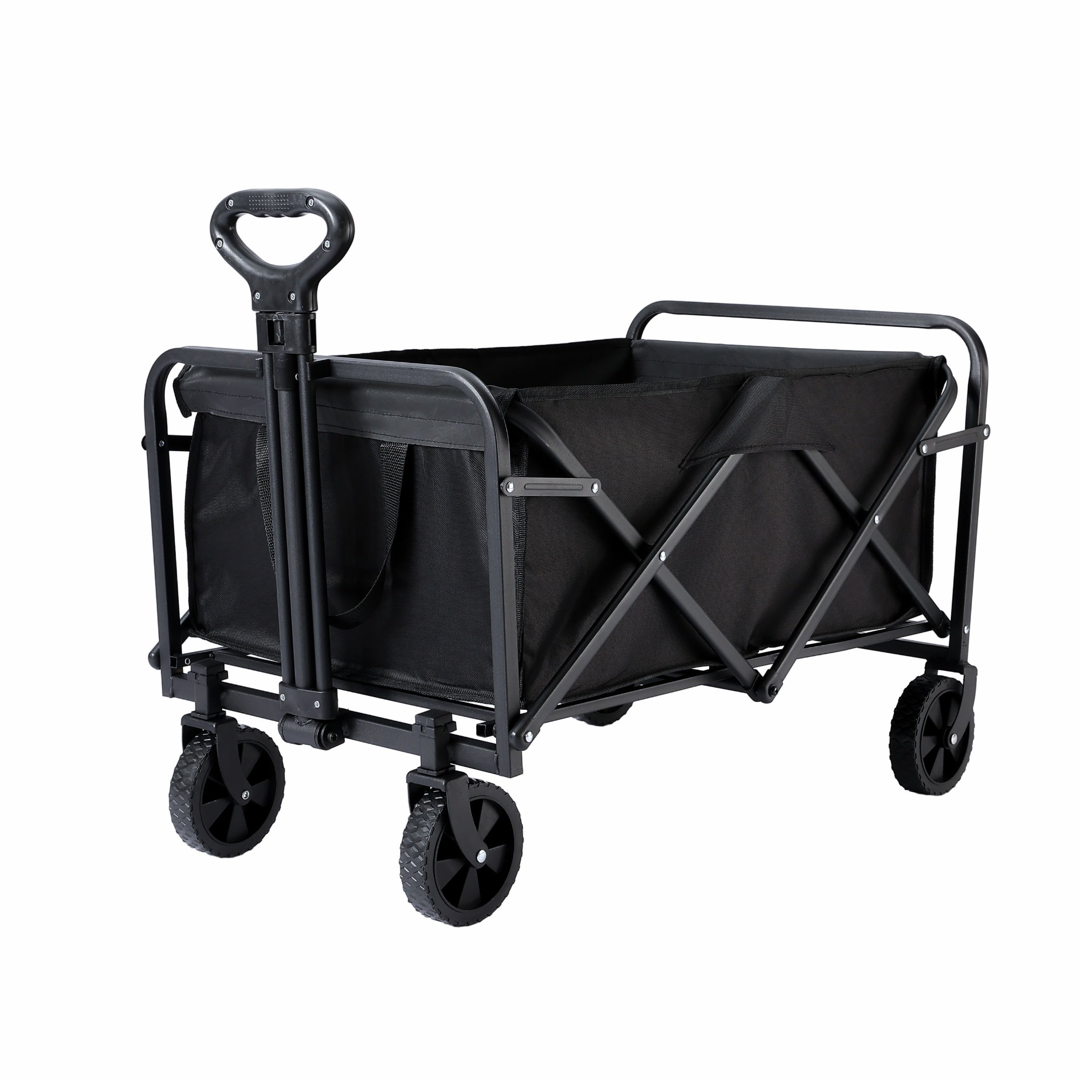 Folding Utility Wagon Beach Cart with All-Terrain Wheels, Collapsible Portable Outdoor Trolley, Multi-Purpose Gear Carrier for Gardening, Sports Events & Camping Trips
