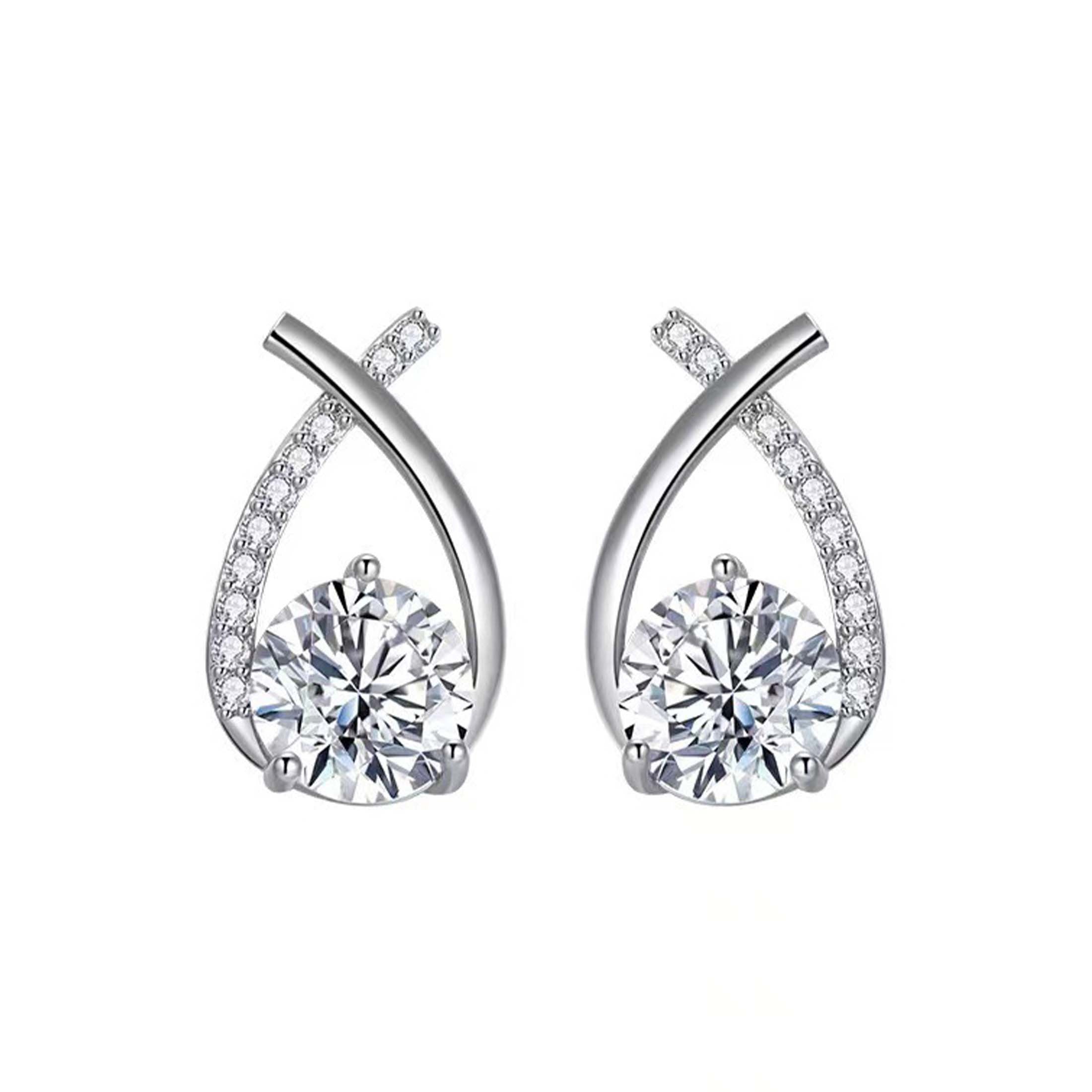 1 Pair Fashionable & Elegant Earrings – Sparkling Cubic Zirconia Inlaid, Cute & Stylish Design Perfect for Daily Wear, Travel & Celebrations, Ideal Party & Valentine's Day Gifts