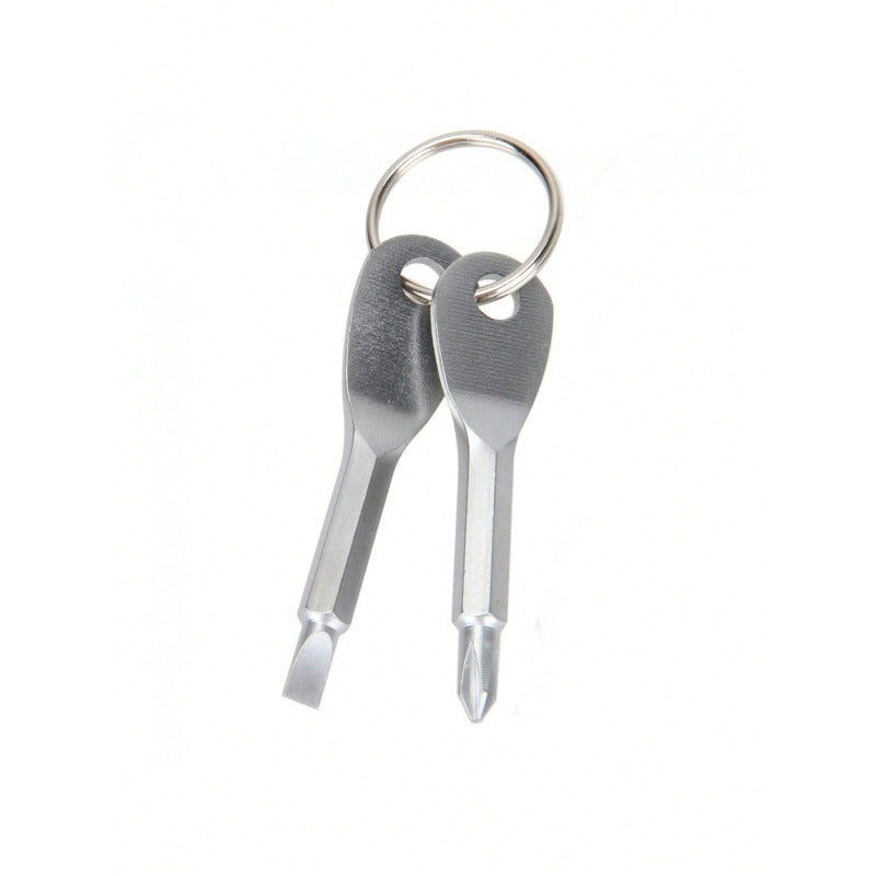 1Pc Mini Screwdriver Keychain, Creative Key Shaped Design with Flathead & Cross Bits, Compact Portable Multi-Use Repair Tool for Men, Ideal for Gadget Maintenance and Outdoor On-The-Go Fixes