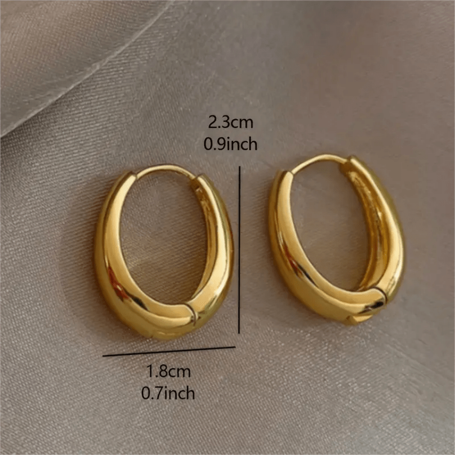 1 Pair Gold/Silver Simple Glossy Thick Hoop Earrings, Elegant Retro, Fashionable Minimalist Style, Perfect for Daily Wear and Gift Giving