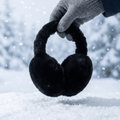 1pc Unisex Foldable Winter Ear Warmers - Black Ultra-Soft Windproof Earmuffs, Ideal for Skiing, Hiking, Cycling & All Cold-Weather Adventures