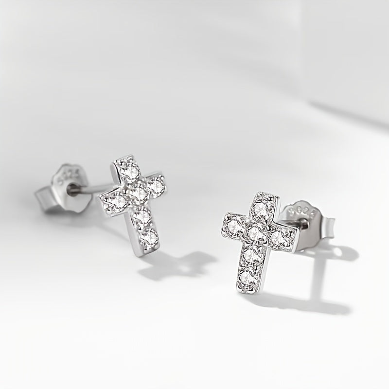 1 Pair Sparkling Rhinestone Stud Earrings, Shiny Crystal Ear Jewelry, Elegant Accessories for Daily Wear, Party, Dating and Banquet