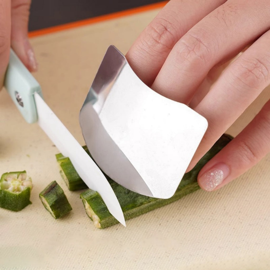 1pc Heavy-Duty Metal Finger Protector, Wear-Resistant Cutting Safety Tool with Optimized Edge, Ergonomic Grip for Easy Operation, Practical Reusable Accessory for Cooking and Outdoor Activities