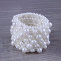 Women Minimalist Braided Extra Wide Bracelet, Stylish Wrist Accessory with Pearl Decoration, Fashion Jewelry for Daily Wear