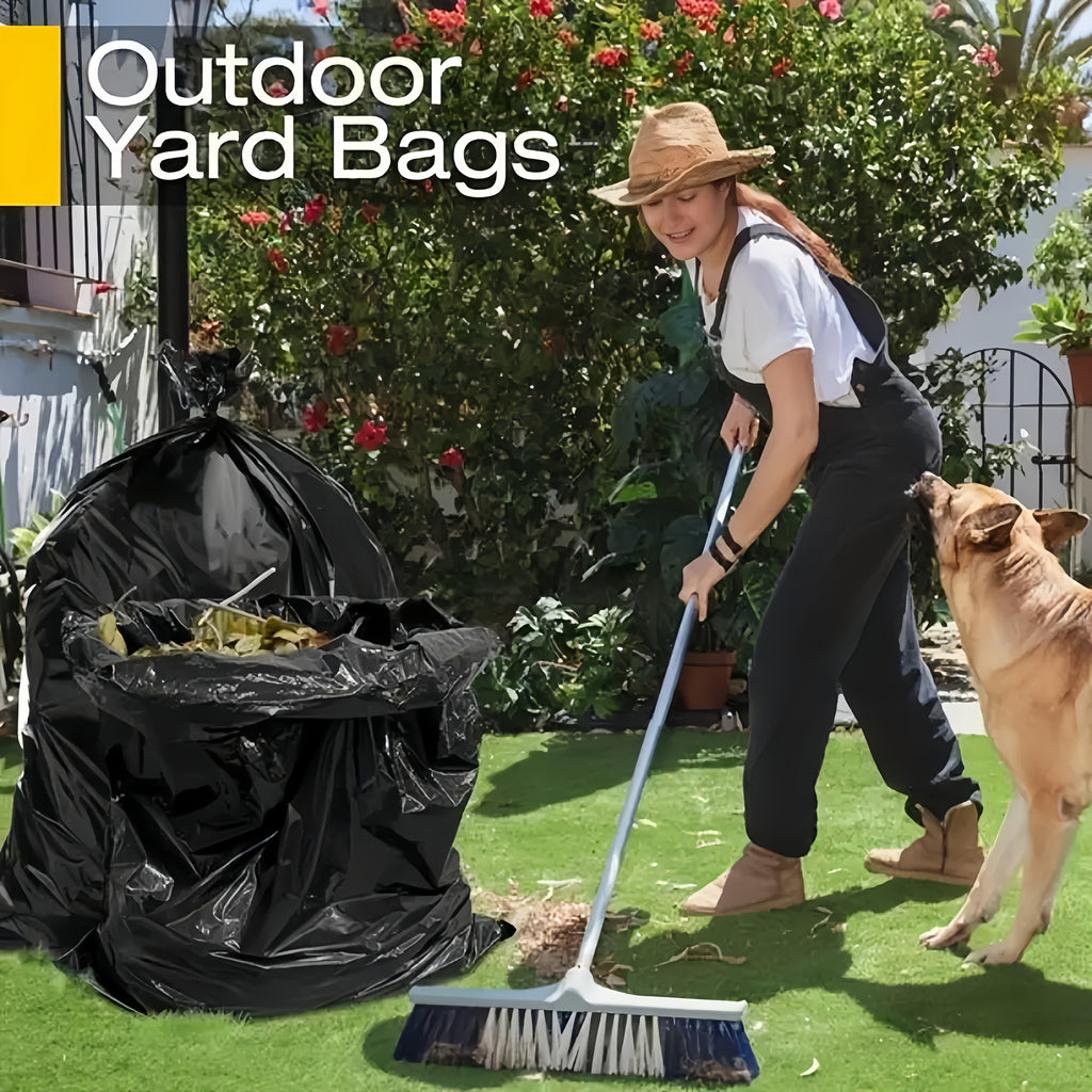 50-Piece Heavy-Duty Black Garbage Bags – Leak-Proof & Super Durable Trash Liners, Convenient Waste Disposal Solution for Indoor Home, Office, Kitchen & Outdoor Settings
