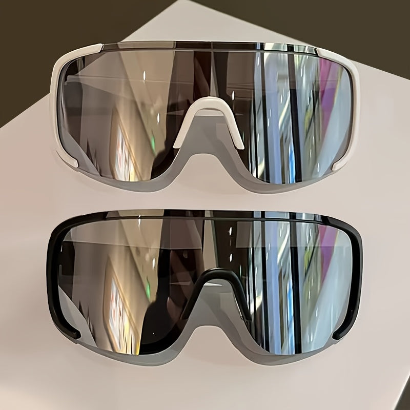 1pair Integrated Wrap Around Sunglasses, Unisex Retro City Explorer Eyewear with PC Frame, Fashion Outdoor Glasses for Hiking, Fishing and Climbing, Decorative Photo Prop & Ideal Holiday Gift