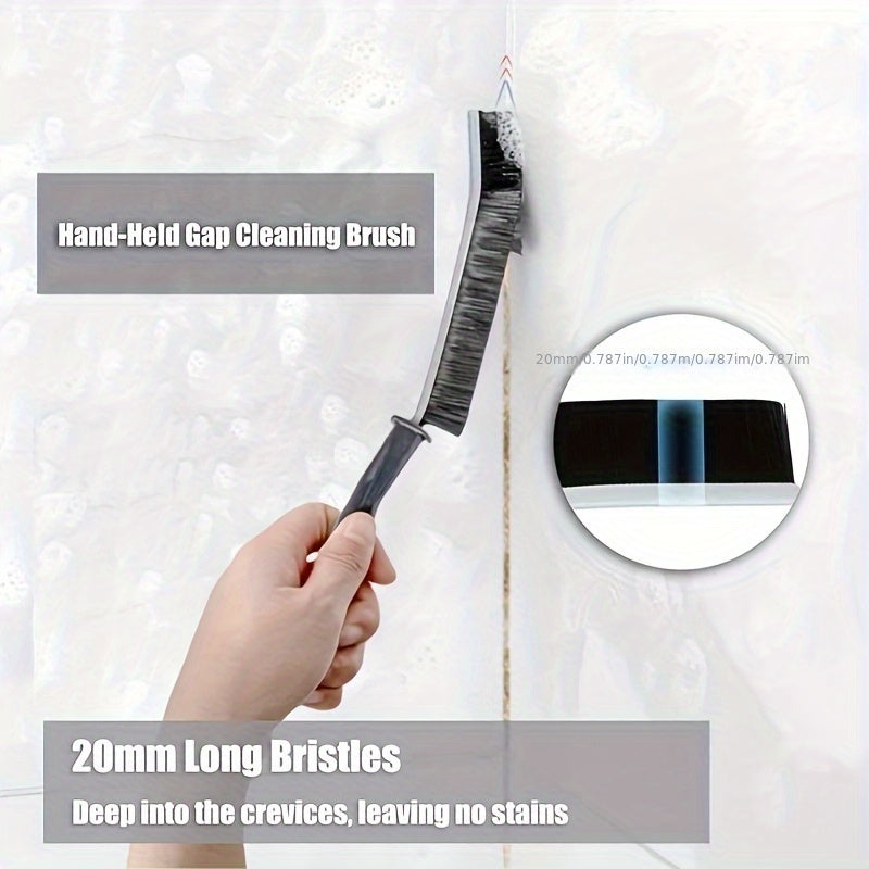 1PC Stiff Bristle Long Reach Crevice Cleaning Scrubber, Heavy Duty Dust Removing Gap Brush, Practical Household Cleaner for Window Sliding Tracks, Door Grooves, Wall Cracks & Indoor Hard Surfaces