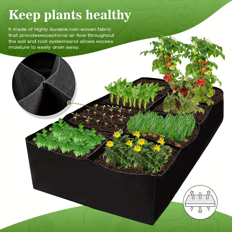 Thickened Breathable Woven Plant Grow Bags / Tool-Free Assembly Raised Garden Beds, specially designed for vegetables, flowers and herbs. Featuring water-permeable and air-permeable properties to boost healthy root growth, they are portable and folda