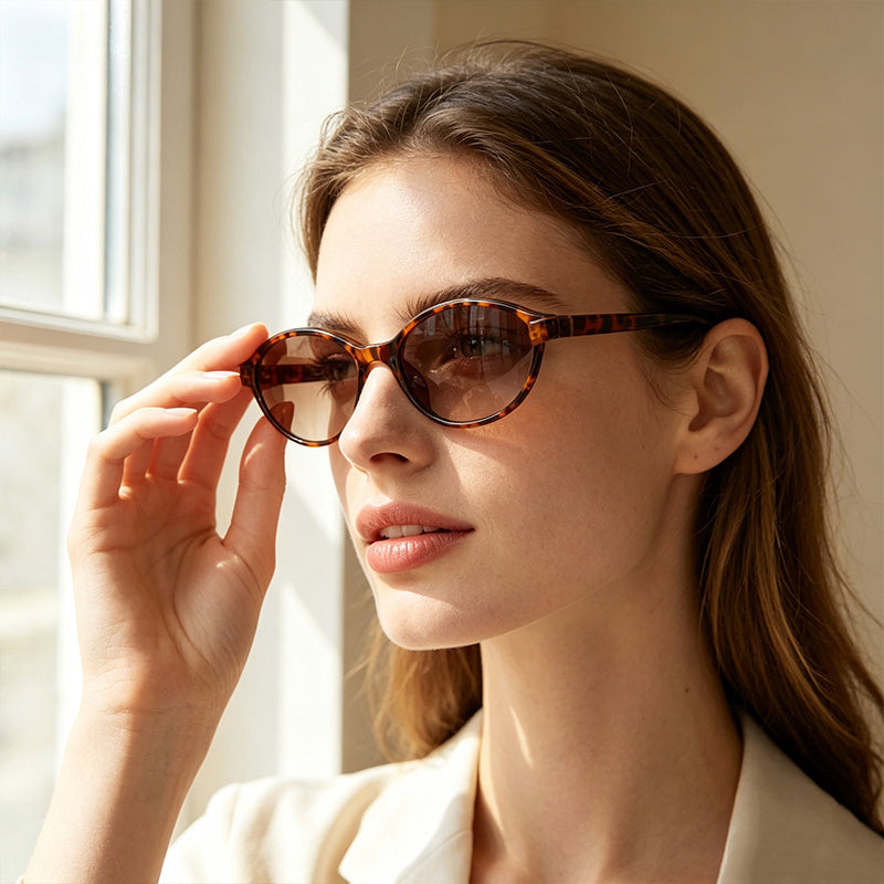 Women Classic Contrast Retro Oval Small Frame Eyewear, New Fashion Practical Eye Protection Glasses, Trendy Accessories for Street Photography, Beach Vacation and Daily Matching