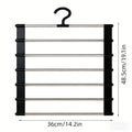 1 Piece Stainless Steel 6 Tier Pants Shelf Black Frame Collapsible Space Saving Design Polished Ports Ideal for Home Wardrobes and Retail Display