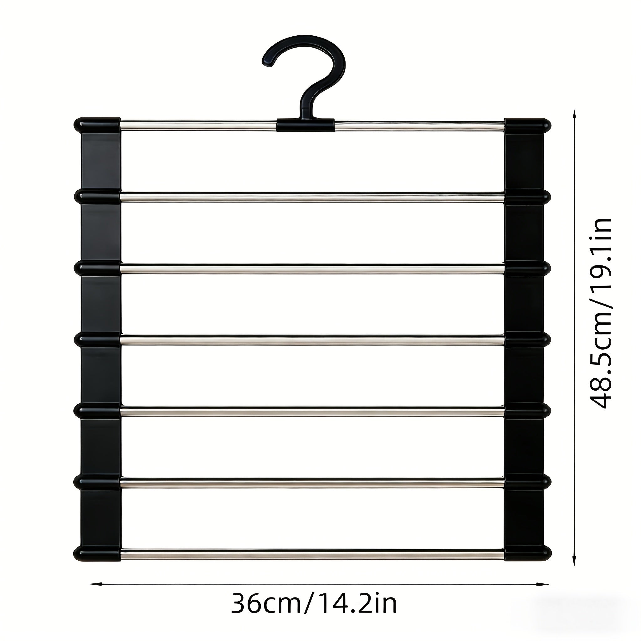 1 Piece Stainless Steel 6 Tier Pants Shelf Black Frame Collapsible Space Saving Design Polished Ports Ideal for Home Wardrobes and Retail Display