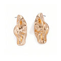 1 Pair Women’s Large Statement Gold Irregular Geometric Leaf Earrings – Bold Minimalist Metal Craftsmanship, Sleek Design Perfect for Elevating Distinctive Daily Outfits