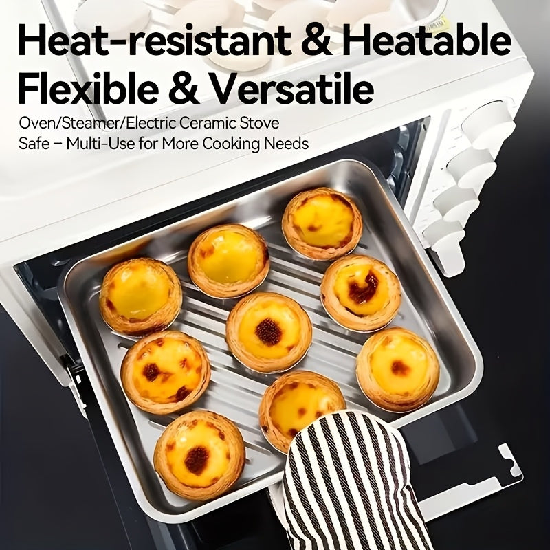 4pcs 7.09in*5.12in Food-Grade Stainless Steel Storage Boxes with Lids - Reusable Rectangular Trays, Ideal as Dumpling Plates, Baking Pans & Barbecue Dishes for Kitchen Organization