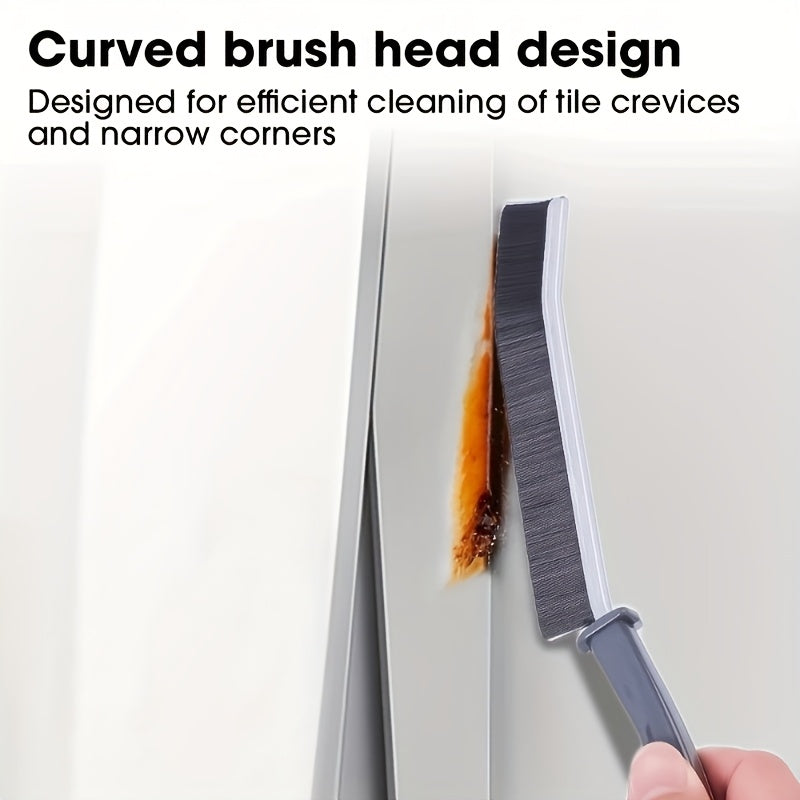 1PC Stiff Bristle Long Reach Crevice Cleaning Scrubber, Heavy Duty Dust Removing Gap Brush, Practical Household Cleaner for Window Sliding Tracks, Door Grooves, Wall Cracks & Indoor Hard Surfaces