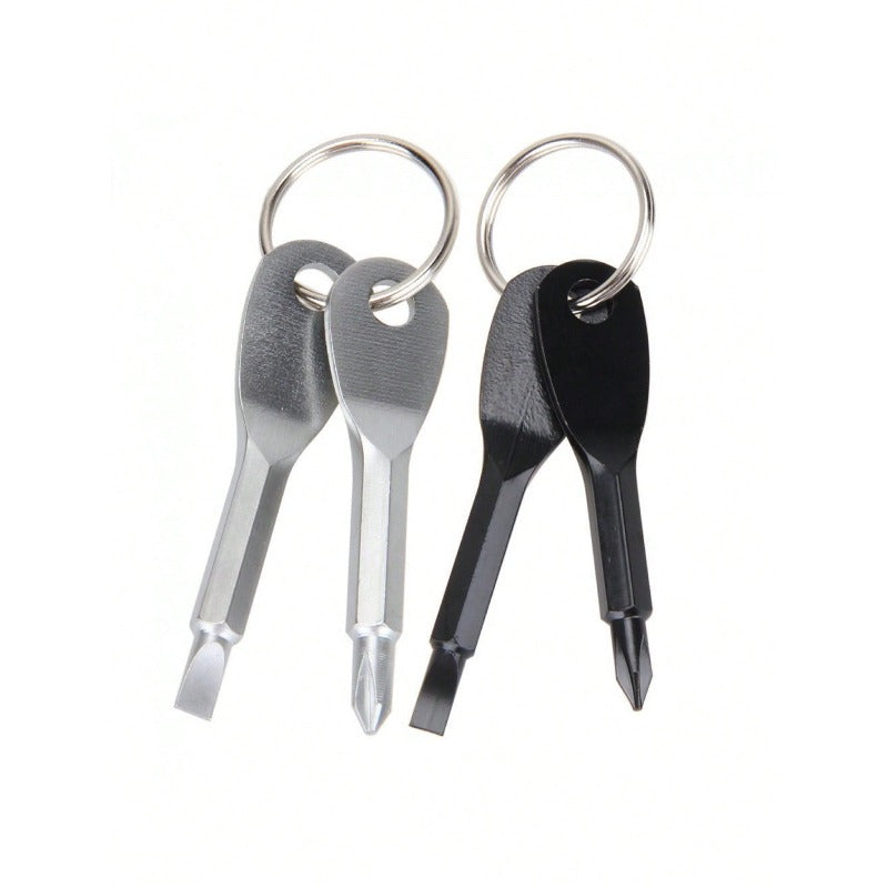1Pc Mini Screwdriver Keychain, Creative Key Shaped Design with Flathead & Cross Bits, Compact Portable Multi-Use Repair Tool for Men, Ideal for Gadget Maintenance and Outdoor On-The-Go Fixes