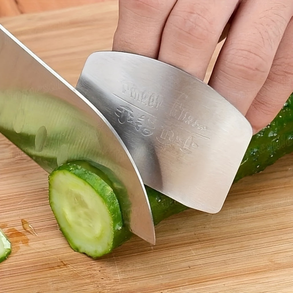 1pc Heavy-Duty Metal Finger Protector, Wear-Resistant Cutting Safety Tool with Optimized Edge, Ergonomic Grip for Easy Operation, Practical Reusable Accessory for Cooking and Outdoor Activities