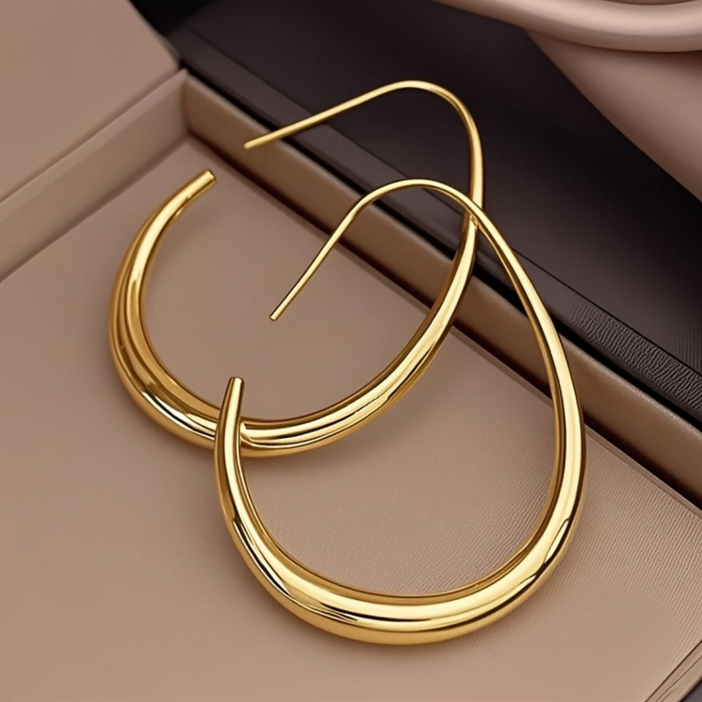1 Pair Pure Copper Gold-Plated Hypoallergenic Water Drop Earrings – Fade-Resistant, Comfortable & Versatile, Minimalist Elegant Design Perfect for Daily Wear, Parties & Valentine's Day Gifts