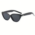 1 Pair Women’s UV Protection Retro Cat Eye Sunglasses – Sleek Black Narrow Frame Adorned with Star Detailing, Perfectly Tailored for Small Face Shapes, Elegant Fashion Shades for Everyday Styling