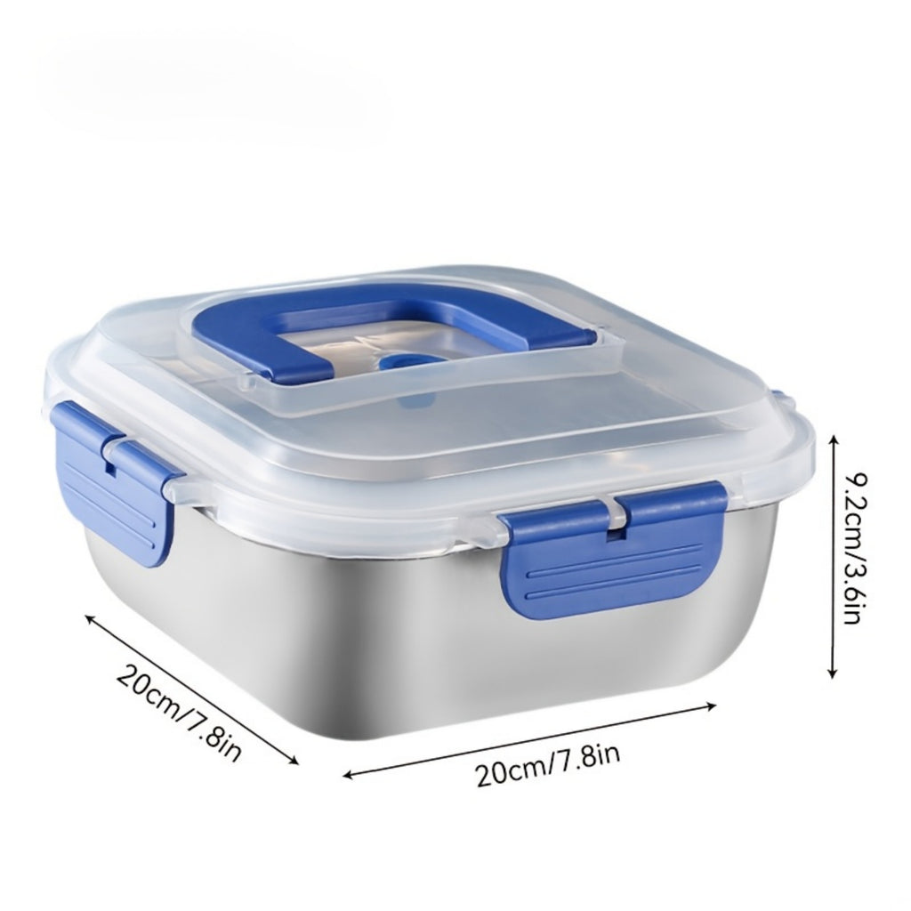 4-Piece Stainless Steel Food Storage Containers with Blue Handles, Leak-Proof and Airtight, Reusable Lunch Containers, Dishwasher Oven Freezer Microwave Safe, Perfect for Kitchen