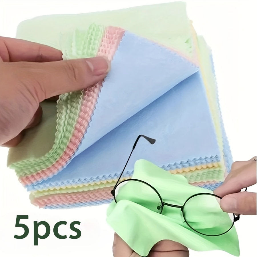 5pcs Lint-Free Microfiber Wiping Cloths, Comfortable Thick Odorless Cleaning Rags, Universal Cleaner for Glasses, Camera Lens and Cell Phone Screen, Great Gift for Tech Enthusiasts & Daily Use, Random Color