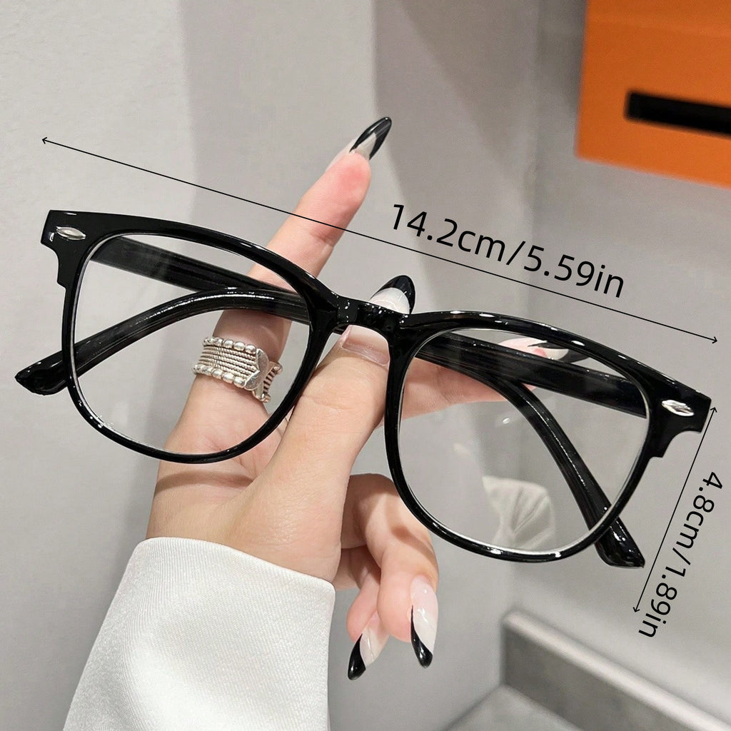 1 Pair Non-Prescription Black Framed Flat Lens Glasses – Versatile Professional & Bohemian Style Eyewear, Perfect for Office Days, Party Outings, Summer Beach Trips & Thoughtful Travel Gifts