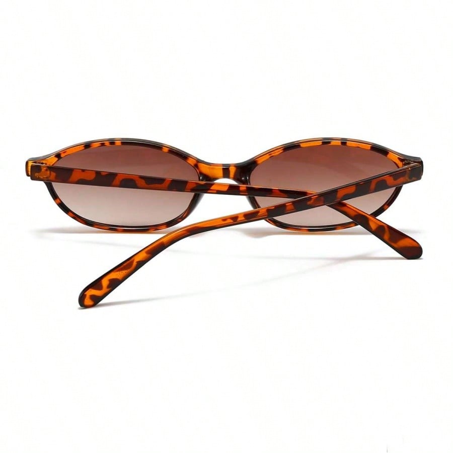 Women Classic Contrast Retro Oval Small Frame Eyewear, New Fashion Practical Eye Protection Glasses, Trendy Accessories for Street Photography, Beach Vacation and Daily Matching