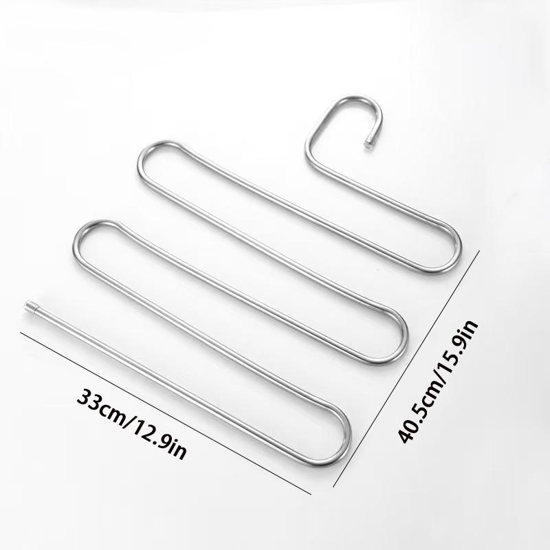 Durable Stainless Steel S-Shaped Pants Organizer – 5-Tier Non-Slip Scratch-Free Rack, Great for Jeans & Long Pants to Create an Organized Closet