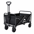 Heavy Duty Foldable Black Garden Utility Wagon Cart Holds Up to 680 LBS, Multi-Purpose Outdoor Trolley with All-Terrain Wheels & Side Storage Pockets, Ideal for Yard Work, Plant Hauling and Garden Supplies Transport