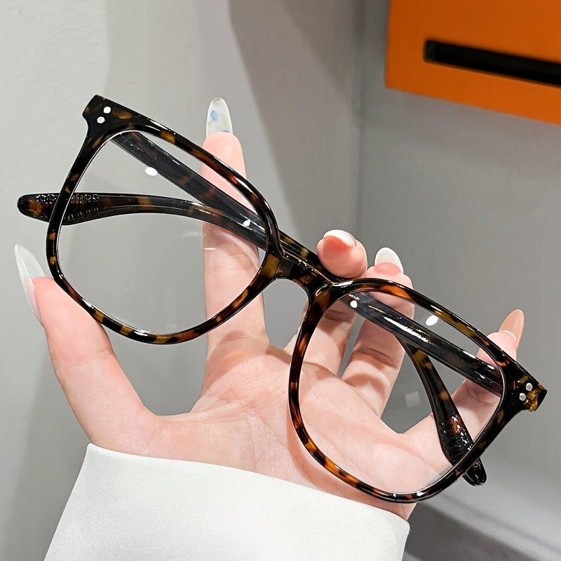 1 Pair Classic Tortoiseshell Flat Decorative Glasses, Trendy Unisex Eyewear, Fashion Accessory to Elevate Daily Casual Outfit Matching