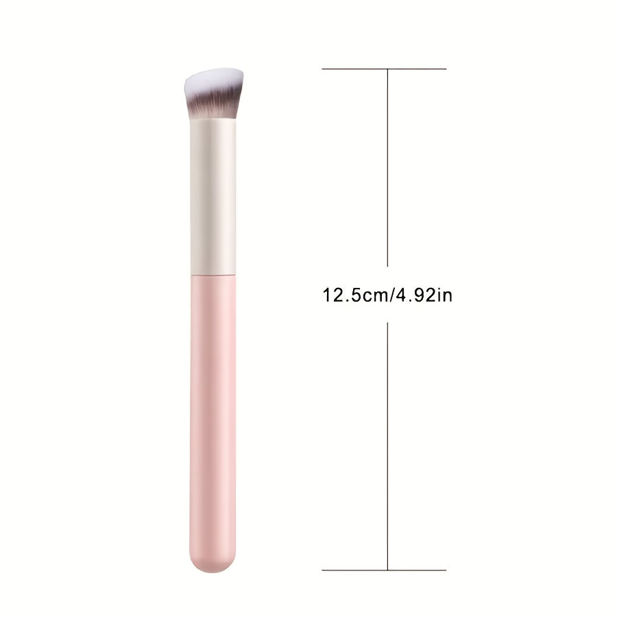 1pc Mini Beveled Flat Top Makeup Detail Brush, Multi-Functional for Concealing, Blending and Contouring Nose & Under Eyes, Gentle Scent-Free Synthetic Fibers Suitable for Every Skin Type