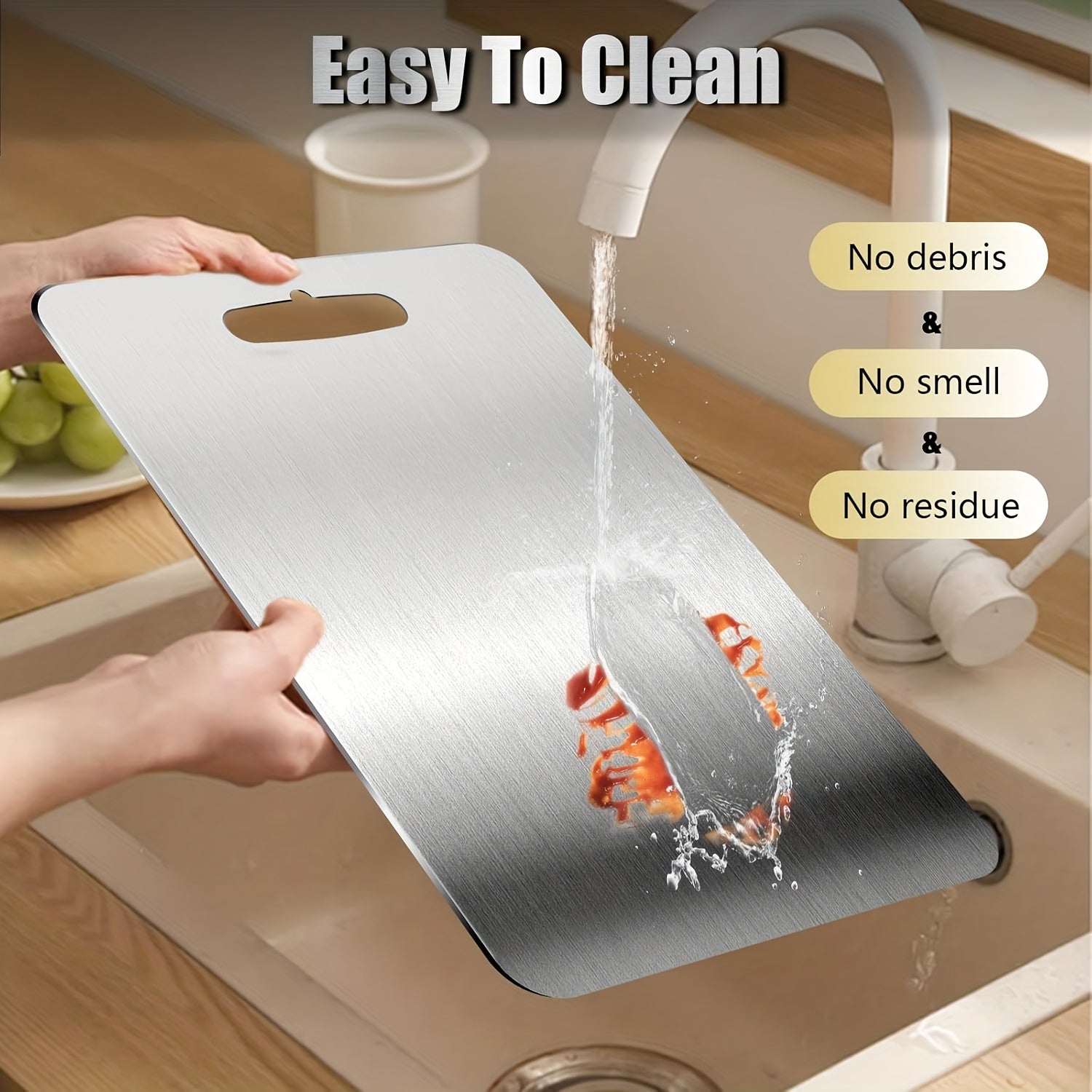 Heavy-Duty Double-Sided Food-Grade Stainless Steel Cutting Board – Non-Slip Base, Dishwasher Safe, Durable Sanitary Option for Slicing Meat, Vegetables & Cheese, Ideal for Home Kitchens, Restaurants & Chefs