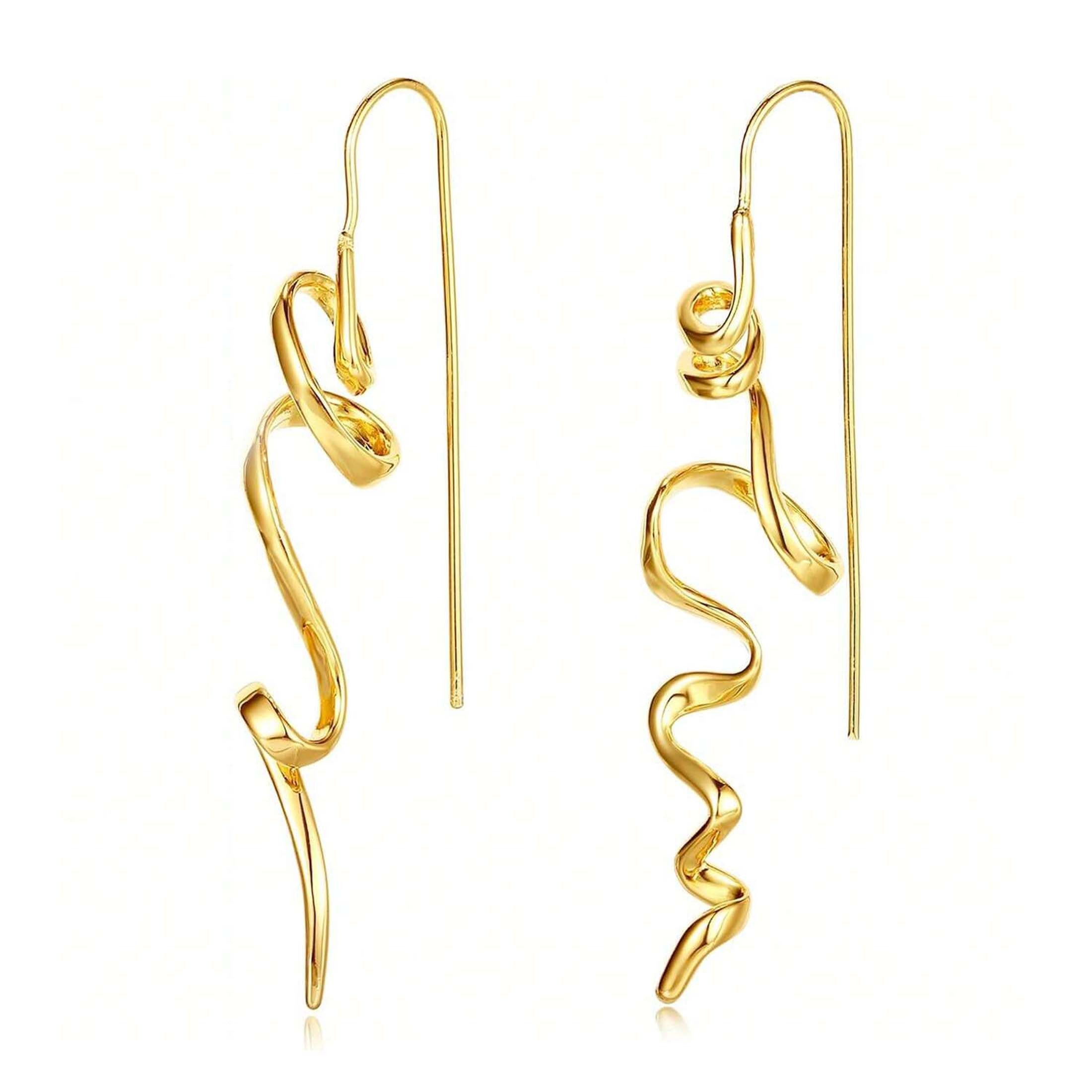 1 Pair Women’s Vintage Abstract Earrings – Floating Accents & Curved Details, Artistic Retro Jewelry Perfect for Brunch Dates & Weekend Getaways